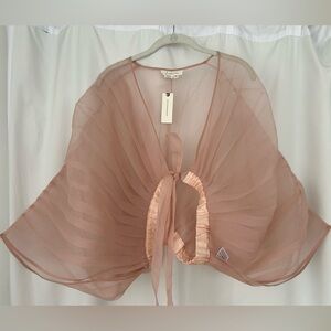 NWT Anthropologie Pink/Rose Sheer Shawl or Cape